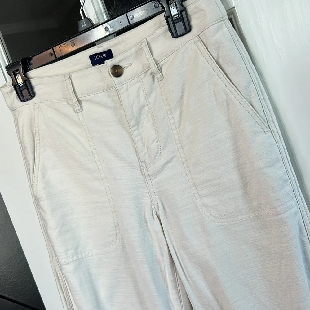 J CREW Ivory Patch Pocket Cotton Pants Size 0